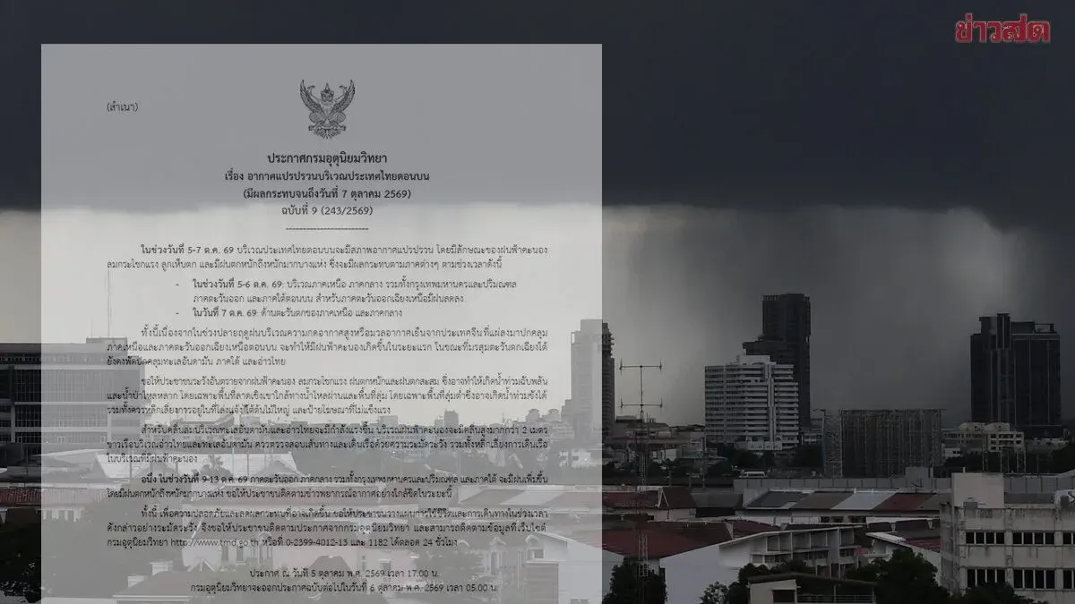 Thailand Warns of Heavy Rain and Thunderstorms Nationwide