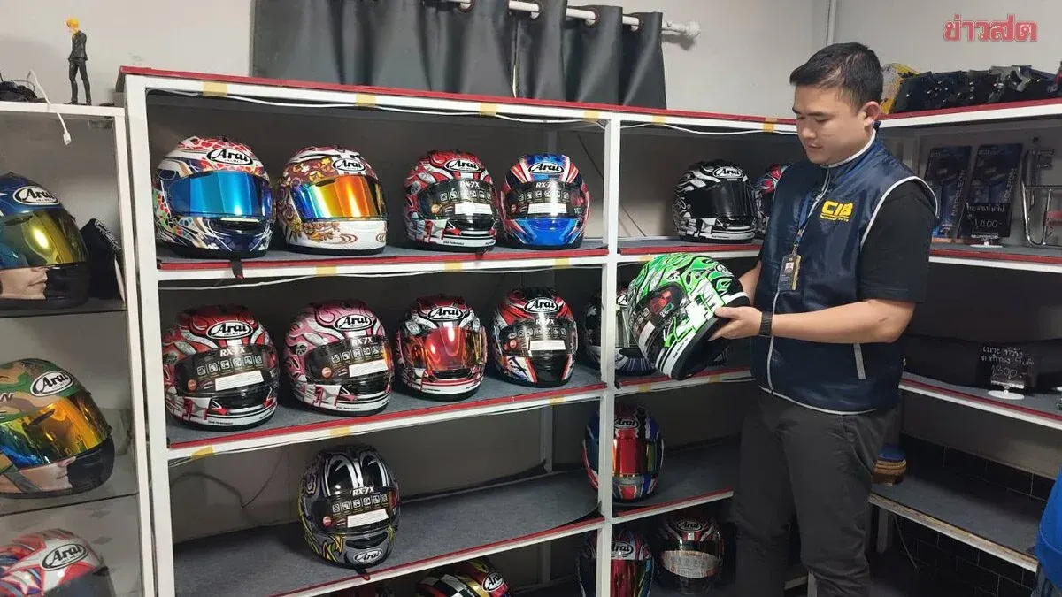 Police Seize 25 Counterfeit Japanese Helmets in Nakhon Pathom Raid
