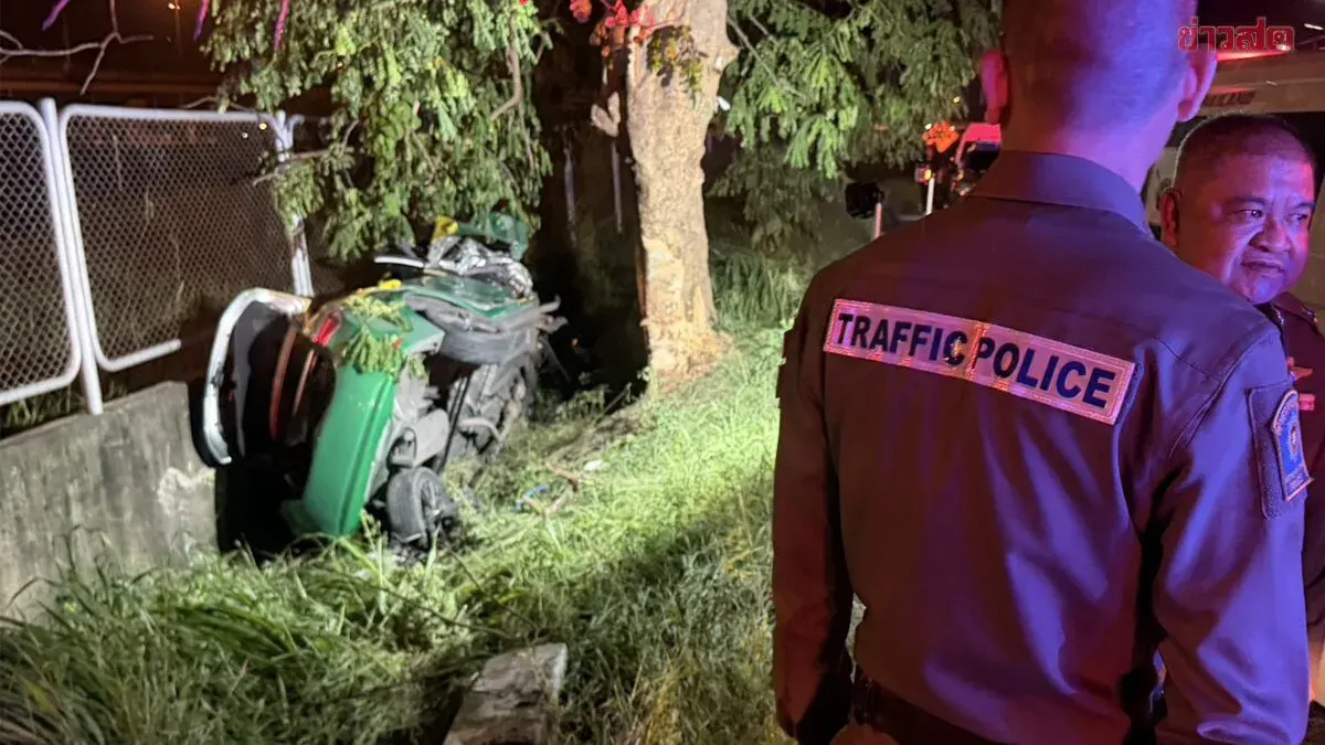 Taxi Driver Dies After Crashing Into Tree On Bangkok Motorway