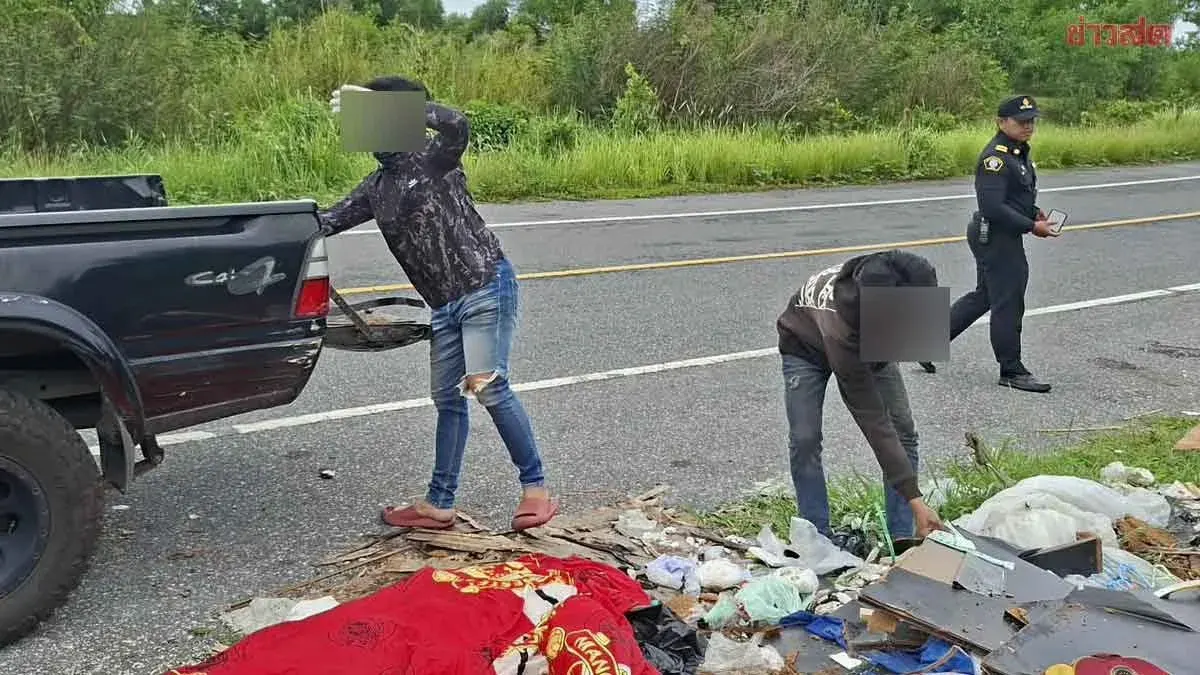 Caught Red-Handed: Illegal Dumpers Fined 6,000 Baht and Forced to Clean Up Their Own Mess Near Phuket University