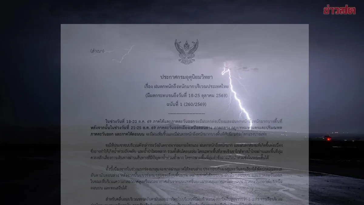 Thailand Braces For Heavy To Very Heavy Rain Oct 18-25