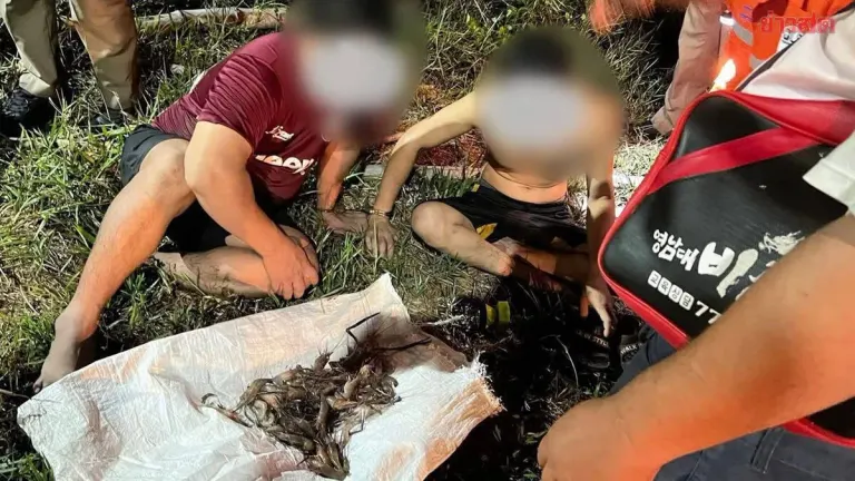 Two Cambodian Workers Arrested for Poisoning Shrimp in Canal; Four Accomplices Still at Large
