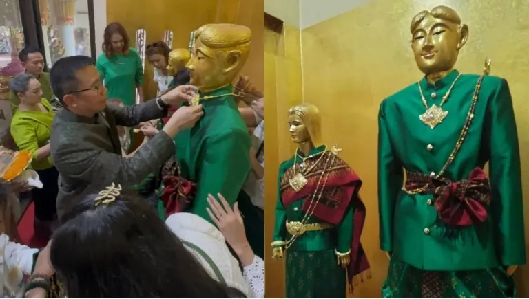 Annual Tradition: Grand Merit Ceremony Dresses Ancestral Spirits in New Green Robes at Wang Nakakin; Lottery Enthusiasts Spot Sacred Numbers in Holy Water