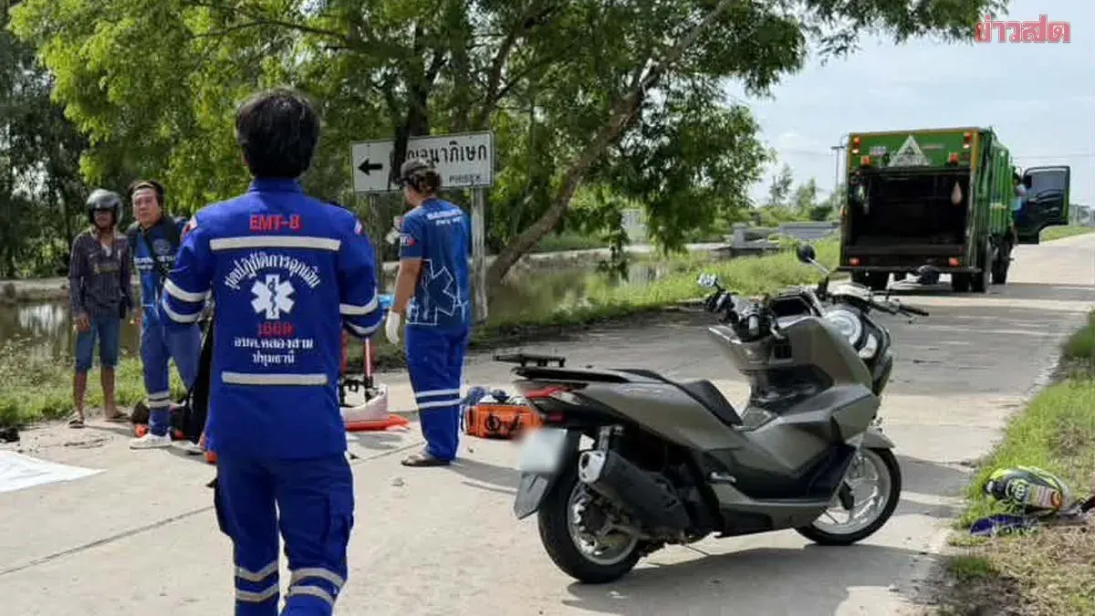 Motorcyclist Hits Garbage Truck; Child Dies, Mother Injured