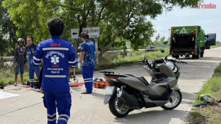 Motorcyclist Hits Garbage Truck; Child Dies, Mother Injured