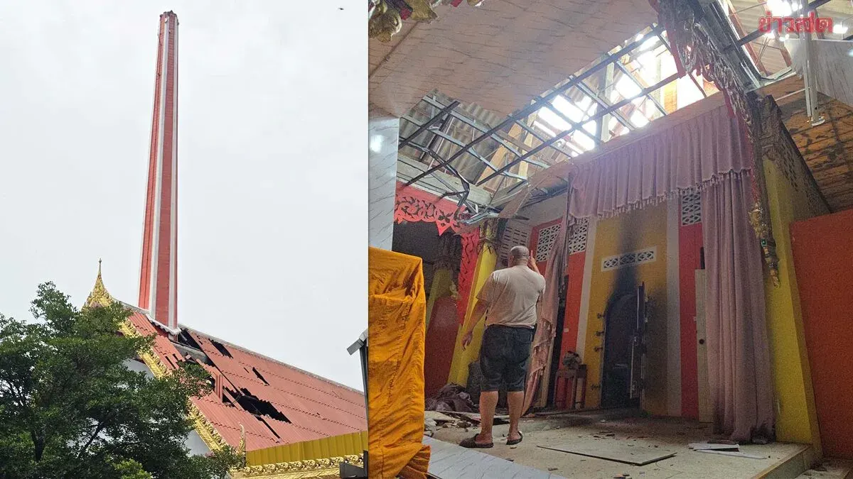 Lightning Damages Recently Renovated Crematorium in Samut Sakhon