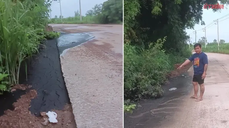 Septic Truck Dumps Waste on New Road in Udon Thani