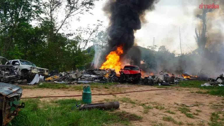 Car Scrap Lot Engulfed in Flames as Owner Dismantles Vehicle for Parts, Losses Reach Millions