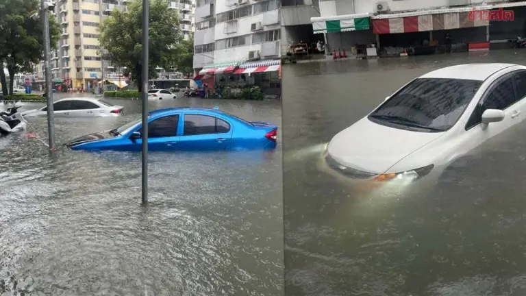 Muang Thong Condo Flooded 60cm Deep, Cars Submerged
