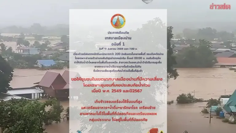 Nan City Issues First Flood Alert as Heavy Rain Triggers Flash Floods