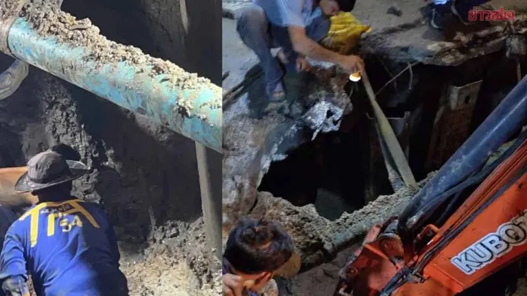 Rescue Underway After Bangkok Landslide Traps Man in Pipe