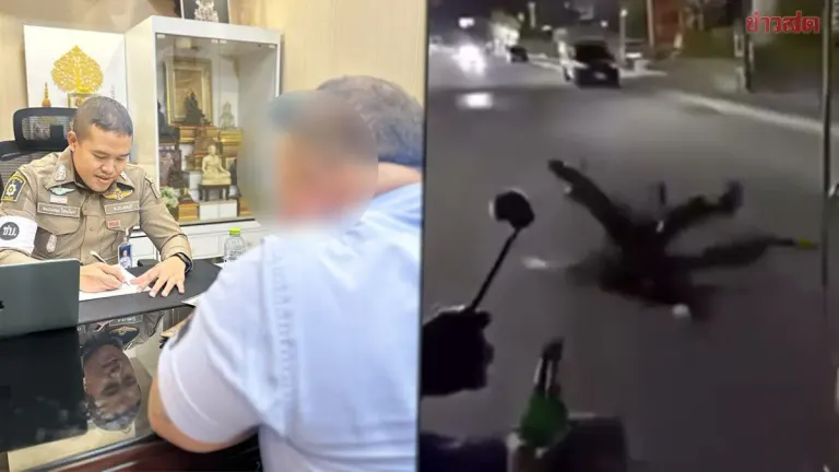 Pattaya Traffic Police Charge Songthaew Driver for Allowing Tourist to Dangle from Moving Vehicle; Tourist Injured After Doing Parkour Flip on Road