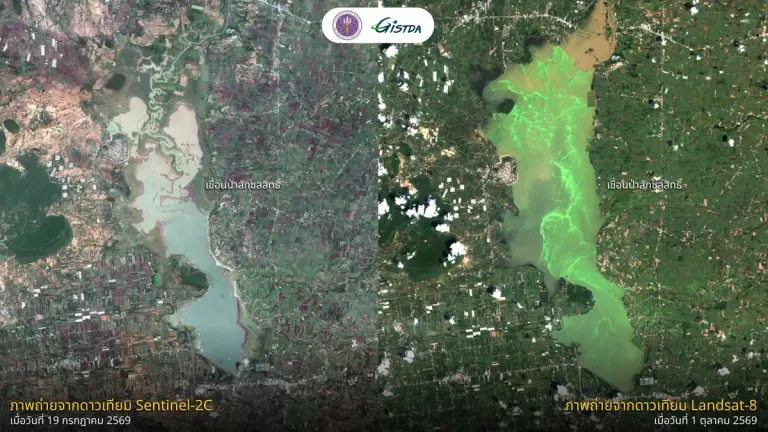 Satellite Images Show Green Algal Bloom in Thailand's Pasak Reservoir