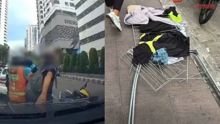 Condo Clothesline Falls on Motorcycle, Injures Two in Bangkok