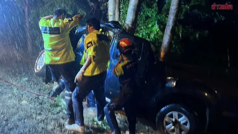 Heavy Rain, Slippery Road: 43-Year-Old Man Loses Control of Pickup Truck, Crashes Into Tree and Dies