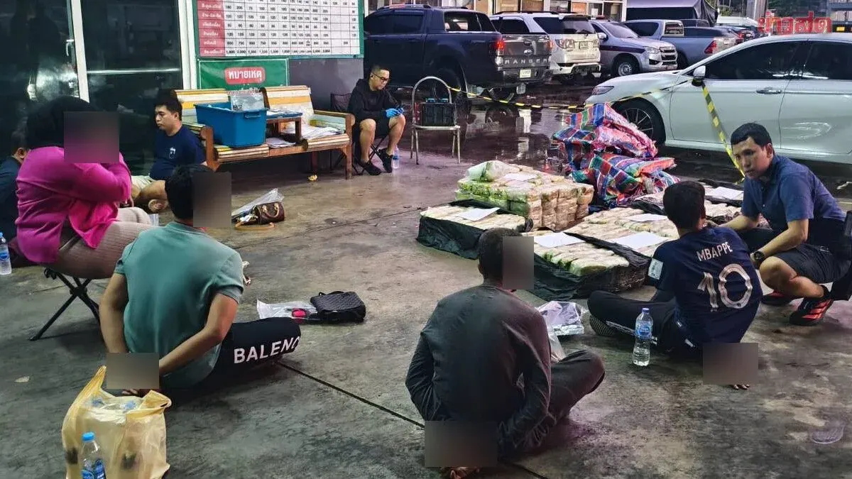 Police Arrest 6 Suspects with 300kg of Ice Concealed in Van, Seize 46 Million Baht in Assets