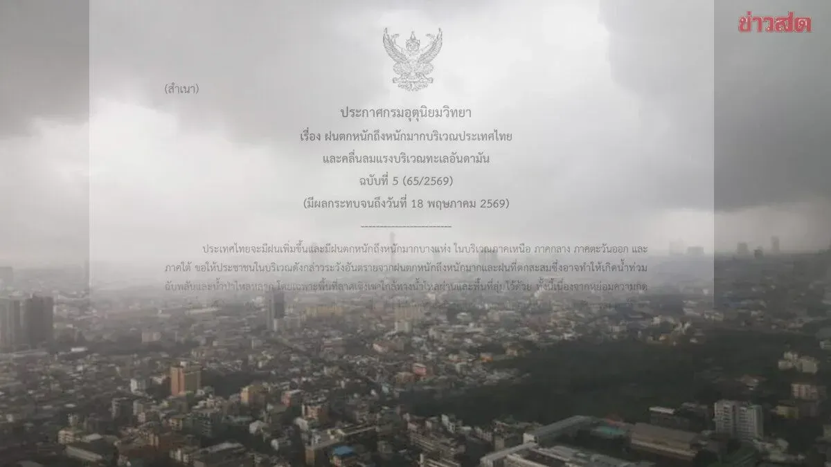 Meteorological Department Issues Alert #5: Heavy Rainfall Warning, Flash Floods and Runoff Risk