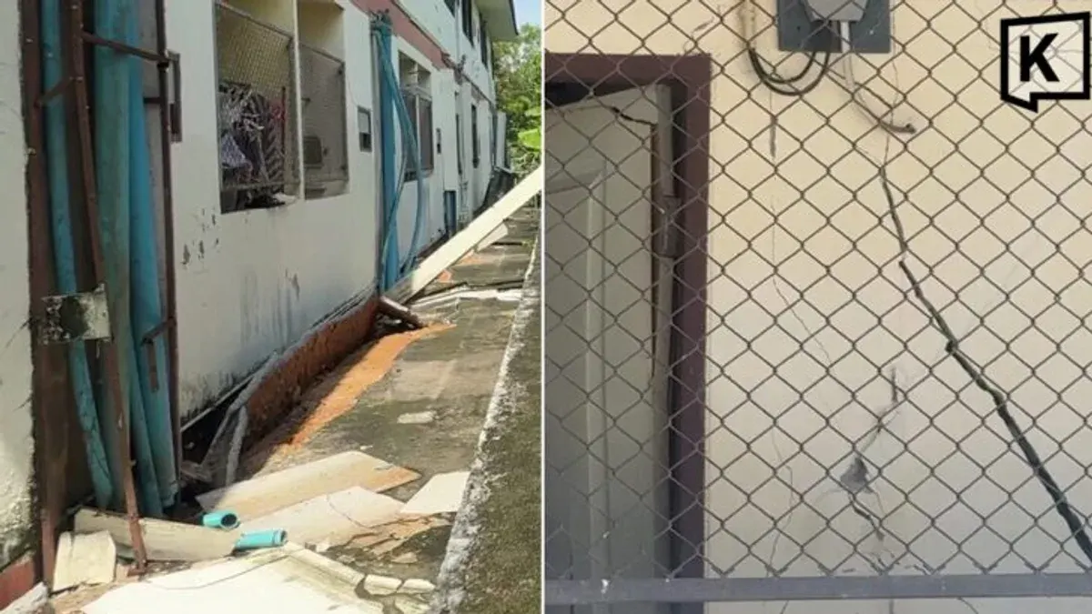 Partial Building Collapse Traps Tenant in Chachoengsao
