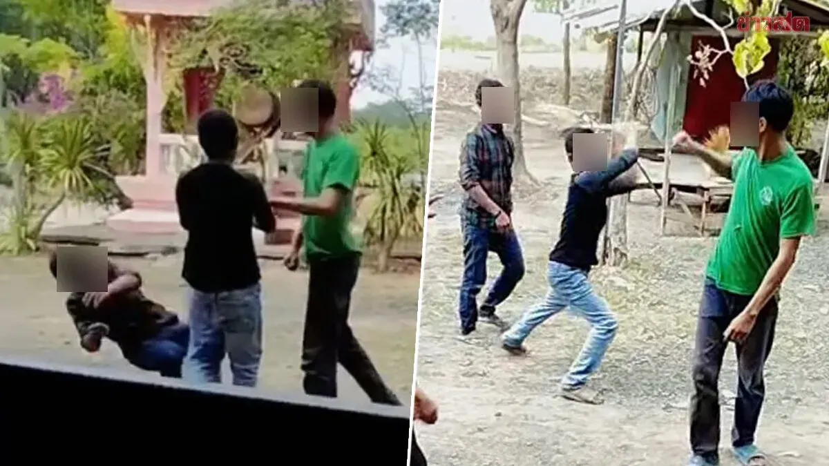 Viral Video: Three Men Fight in Temple, Man in Green Shirt Delivers Knockout Punch