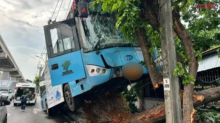 Air-Conditioned Bus Crashes Into Footbridge, Injures 10