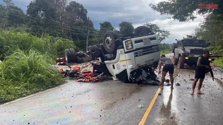 Militants Bomb Military Supply Truck, Open Fire in Narathiwat