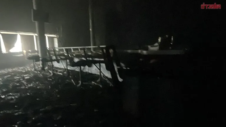 Dramatic Fire at Popular Rangsit Bar: Firefighters Battle Blaze as Fire Reignites, Causing Total Interior Damage