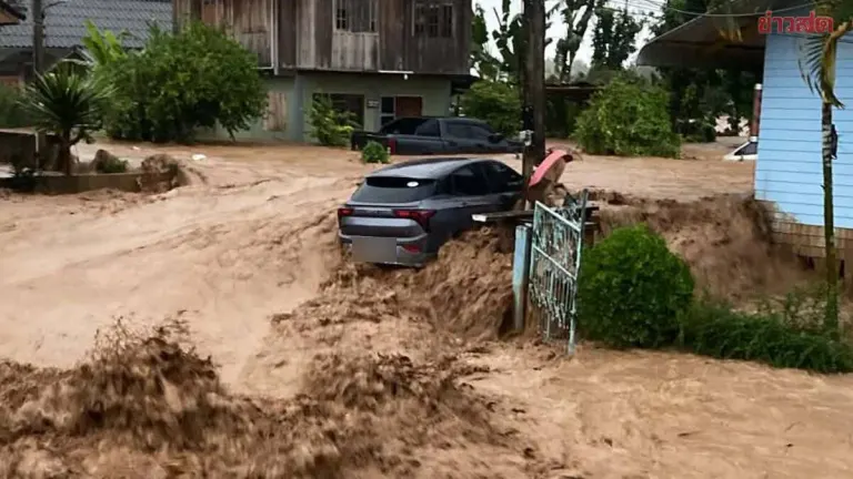 Nan Province Floods After Torrential Rain; Homes Submerged