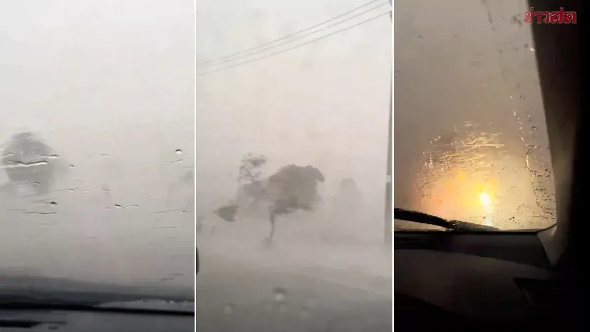 Woman Narrowly Escapes Death Trapped in Car During Violent Storm as Power Pole Crashes Down and Explodes