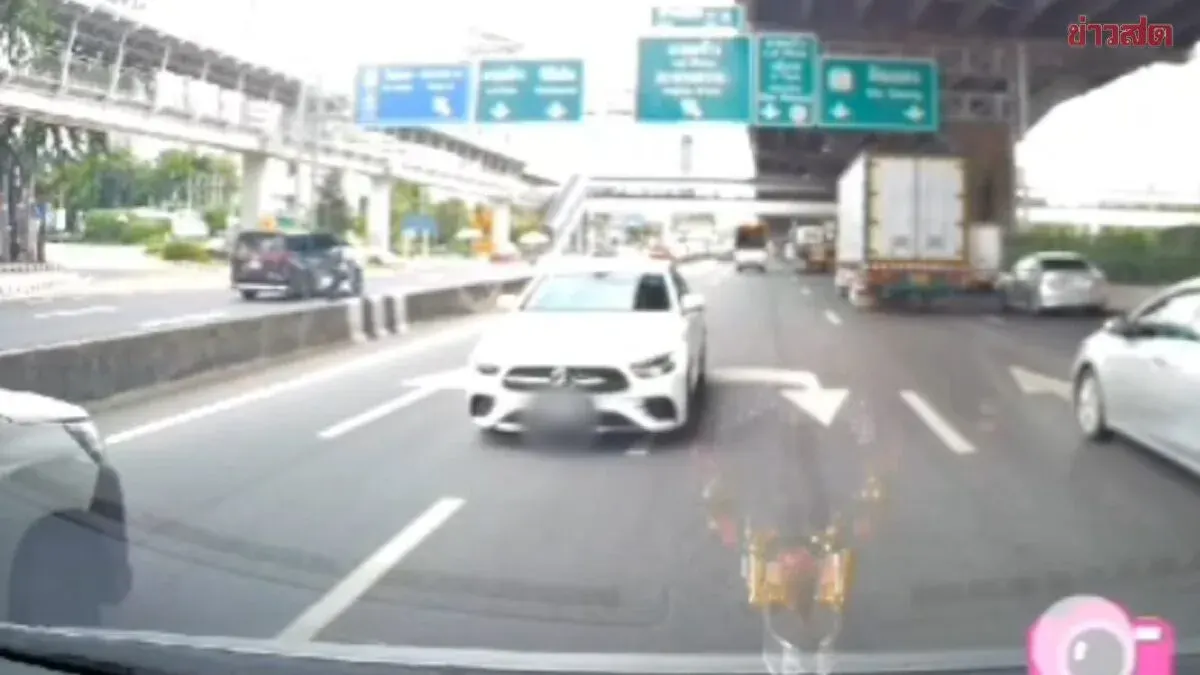 Woman Identified Driving White Mercedes the Wrong Way on Vibhavadi Road