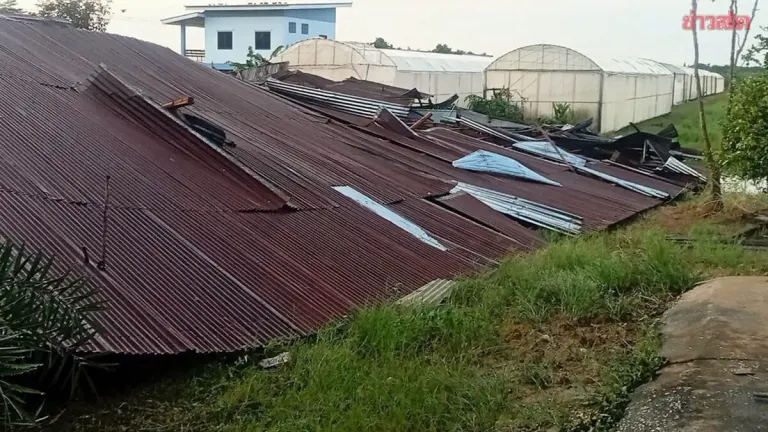 Severe Storm Damages Homes and Vehicles in Sukhothai