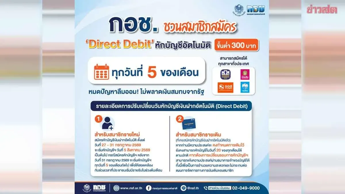 National Savings Fund Promotes Auto-Debit Savings at 300 Baht Monthly