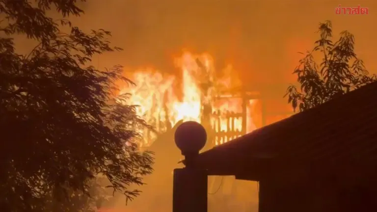 Fire Destroys Two-Story Thai House As Owner Escapes