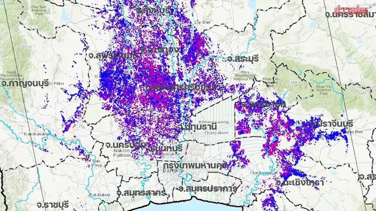Satellite Images Show Flooding in 29 Thai Provinces