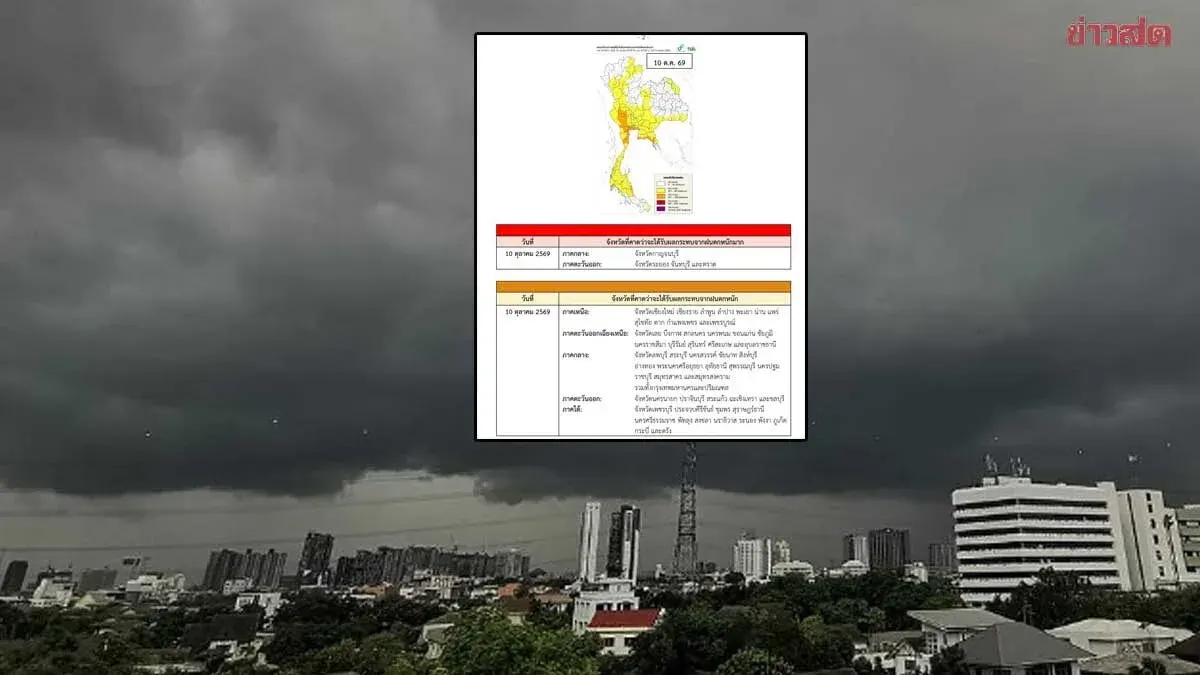 Thai Meteorological Dept Issues Heavy Rain Warning Oct 10-13