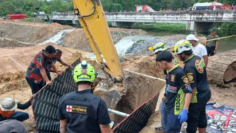 Two Young Workers Buried in Soil Collapse While Surveying Water Gate Construction Site; Friend Critically Injured