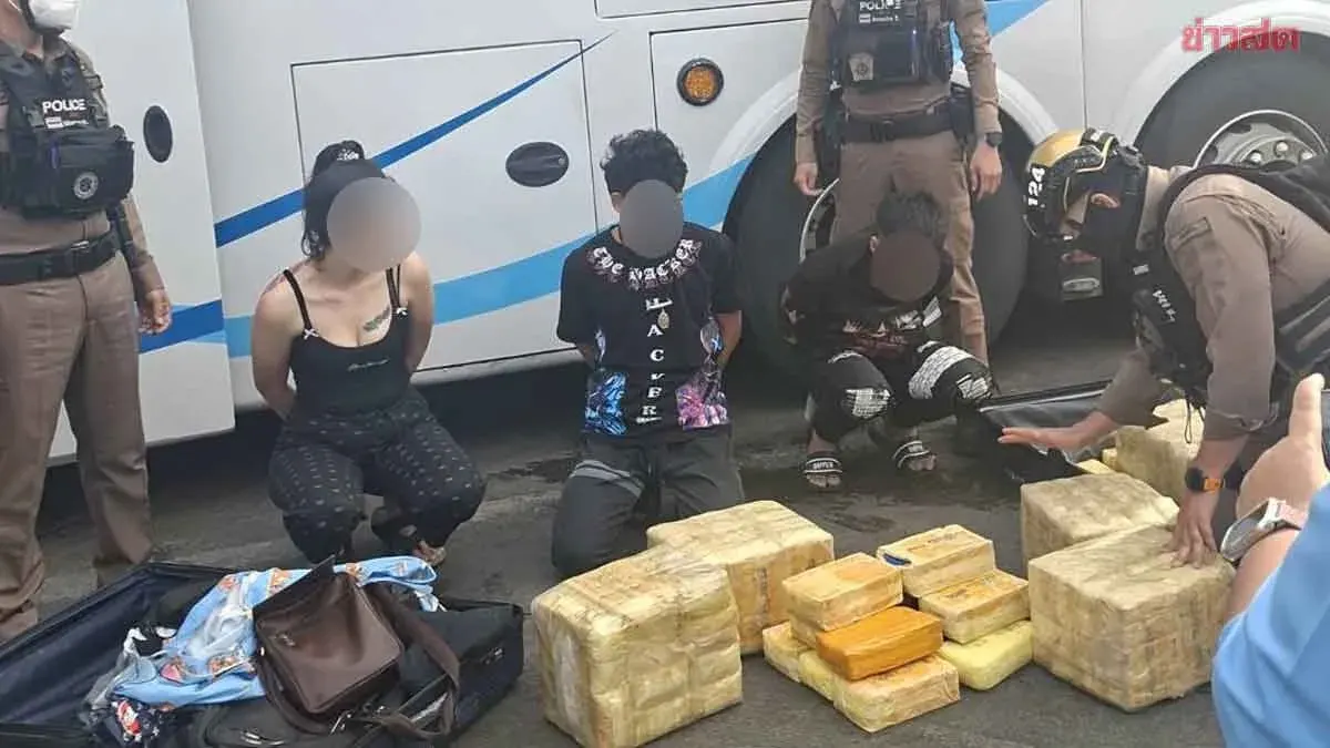 Three Suspects Arrested with 1.8 Million Methamphetamine Pills Hidden in Luggage at Chiang Mai Bus Station