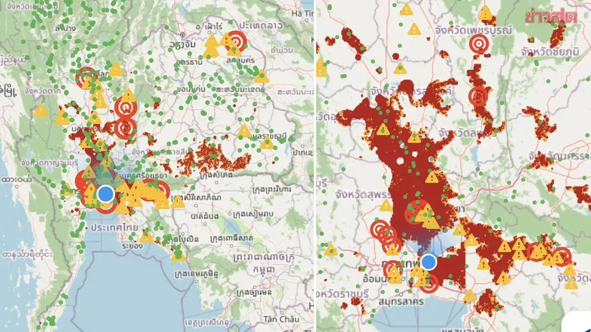 Satellite Images Show Severe Flooding Risk Across Multiple Thai Provinces