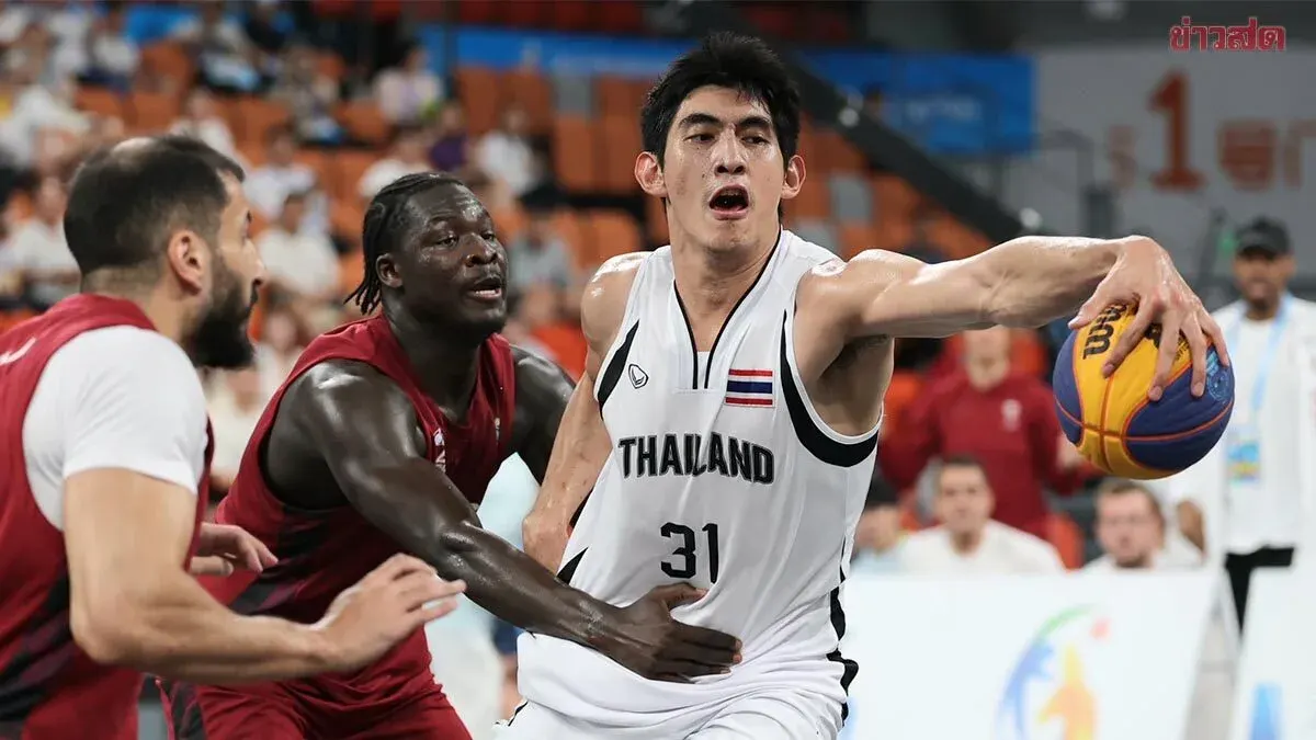 Thai Men's 3×3 Basketball Team Falls Short Against Qatar, Claims Silver Medal at Asian Beach Games