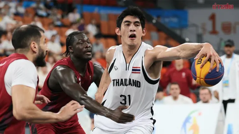 Thai Men's 3×3 Basketball Team Falls Short Against Qatar, Claims Silver Medal at Asian Beach Games