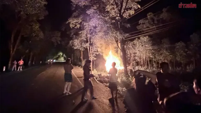 Car Overturns, Burns on Nakhon Ratchasima Road, Driver Dies