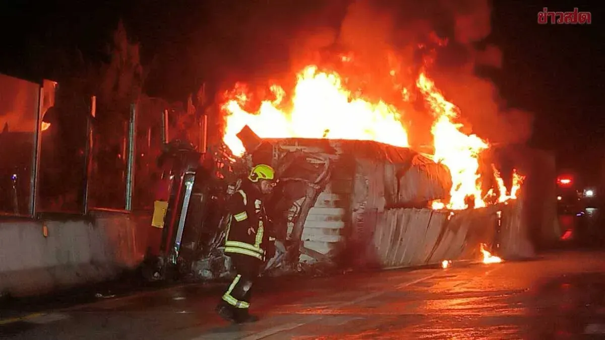 Truck Plunges Off Khaotone Curve, Catches Fire, Driver Killed