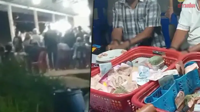 Police Raid Gambling Den at Temple Funeral, Arrest 2 Suspects, Seize 60,000 Baht