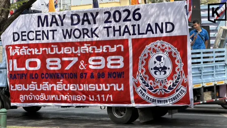 Thai workers march on Govt House for fair pay, jobs on Labour day