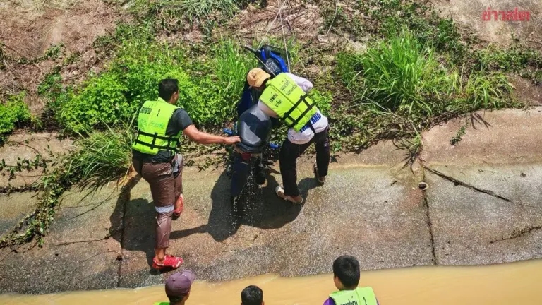 Student Dies After Motorcycle Falls Into Canal in Nakhon Ratchasima