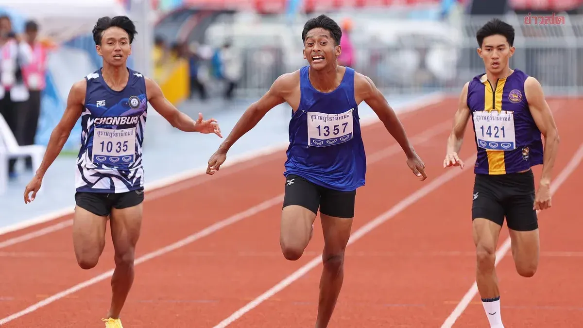 Anucha Lom Krod from Satun Captures Second Gold Medal in 200m Sprint at Surat Thani Youth Games