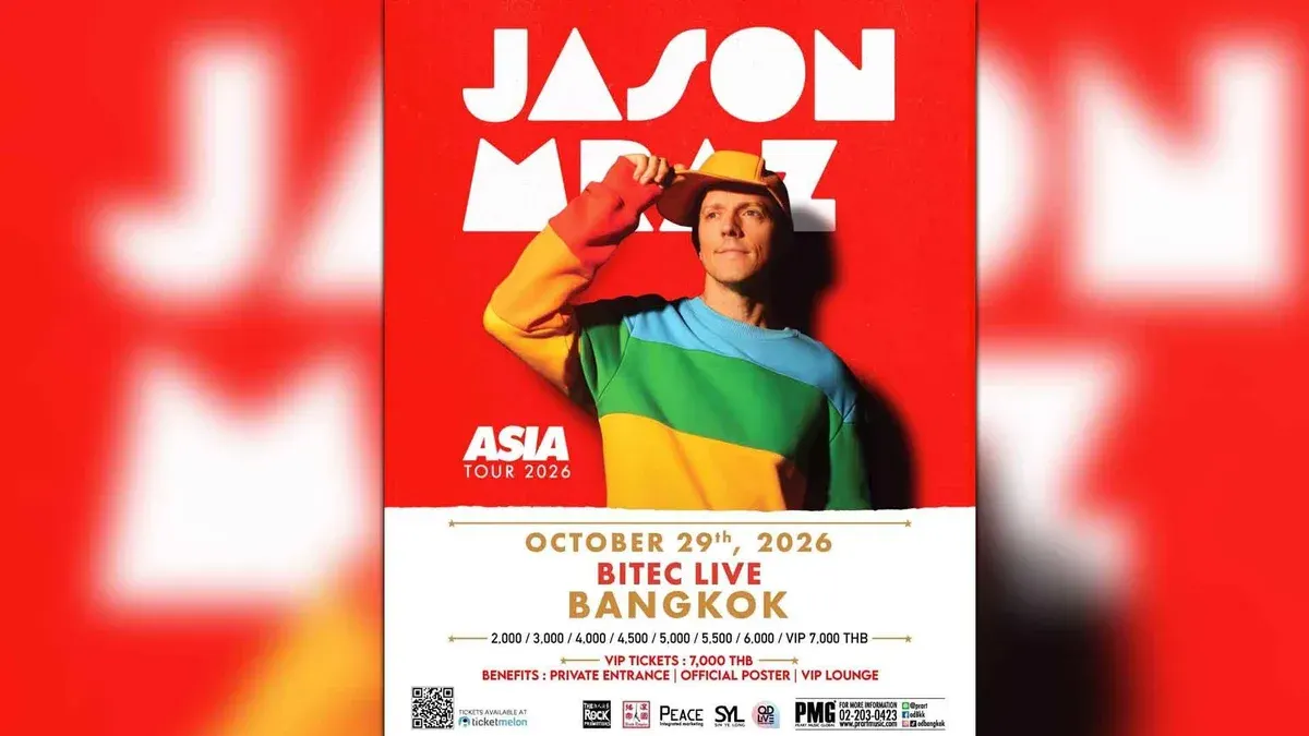 Jason Mraz Asia Tour 2026 in Bangkok with Adjusted Ticket Pricing