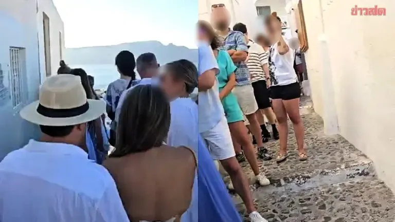 Early Wake-Up No Escape: Thousands Swarm Santorini's Blue Dome