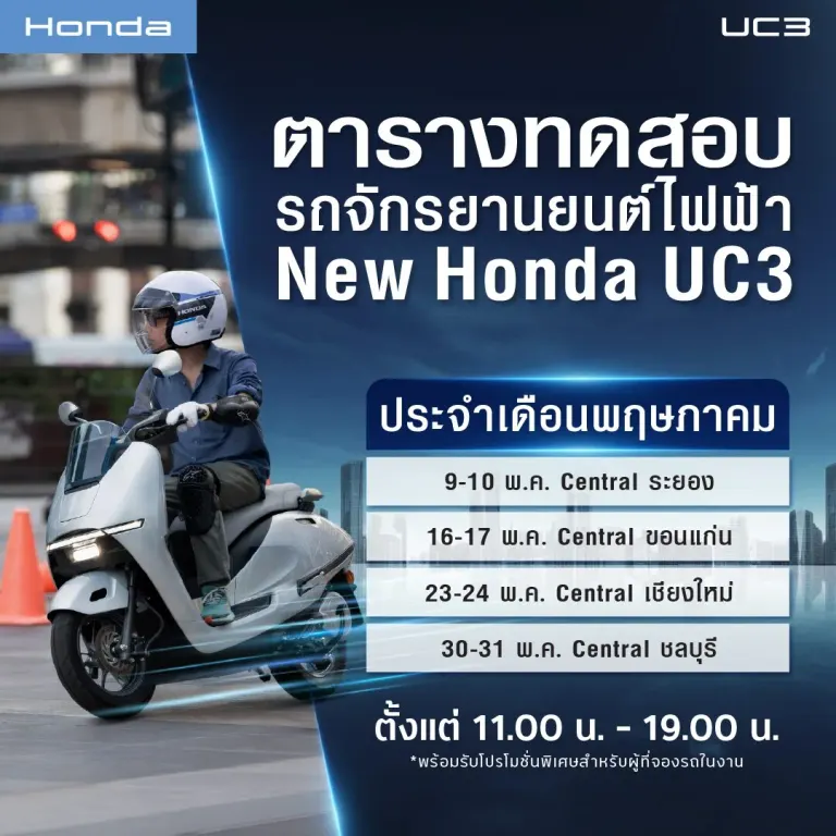 Honda Motorcycles Invite Rayong, Khon Kaen, Chiang Mai, and Chachoengsao Residents to Test-Drive Electric Bikes